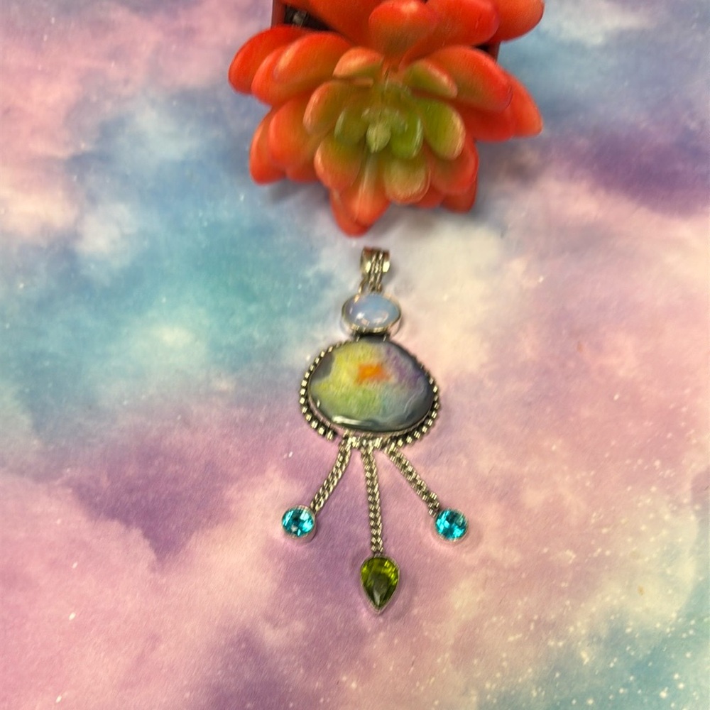 Solar Quartz Multi Stone Pendant